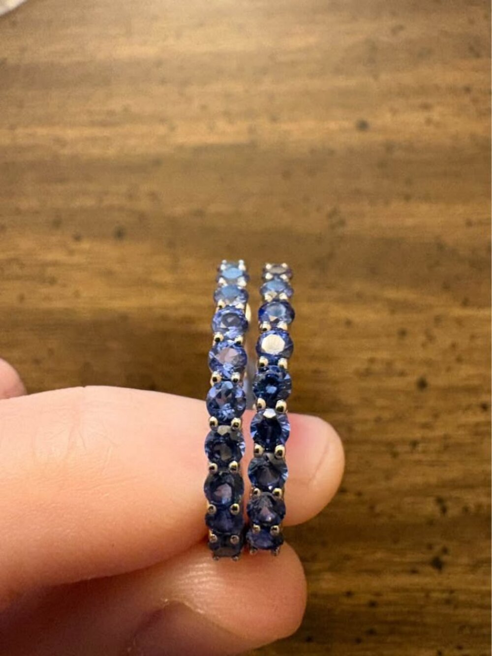 Silver 925 Created Sapphire Hoop Earrings